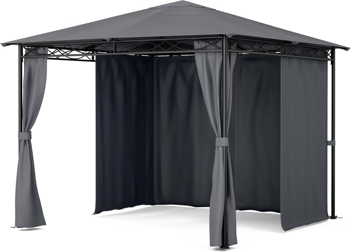 Pergola tuinpaviljoen 3x3 m - weerbestendig met 4 zijpanelen - eenvoudig te monteren - perfect voor tuinfeesten - ShopVlot