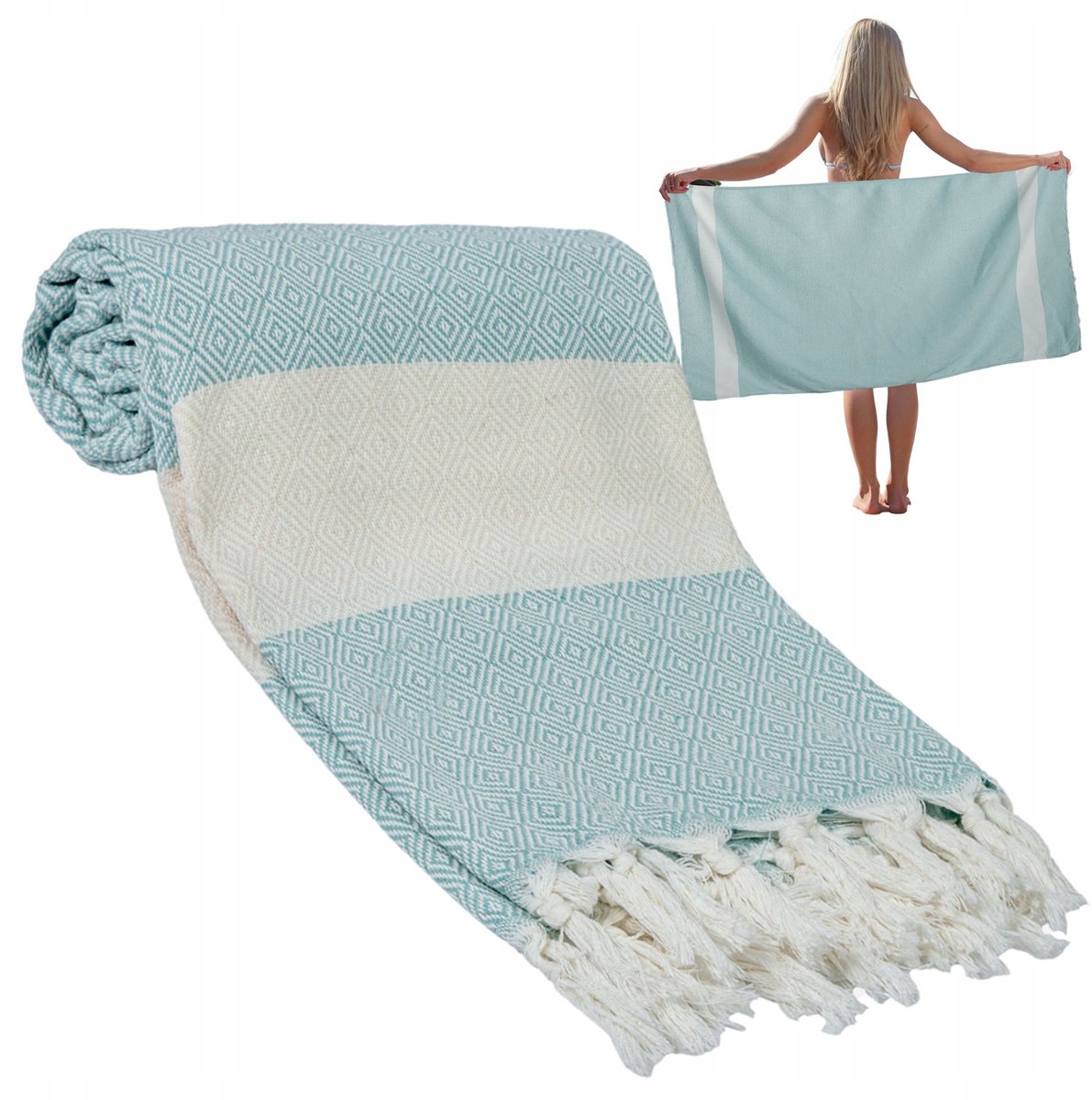 Grote Katoenen strandhanddoek 90x170 cm - licht formaat