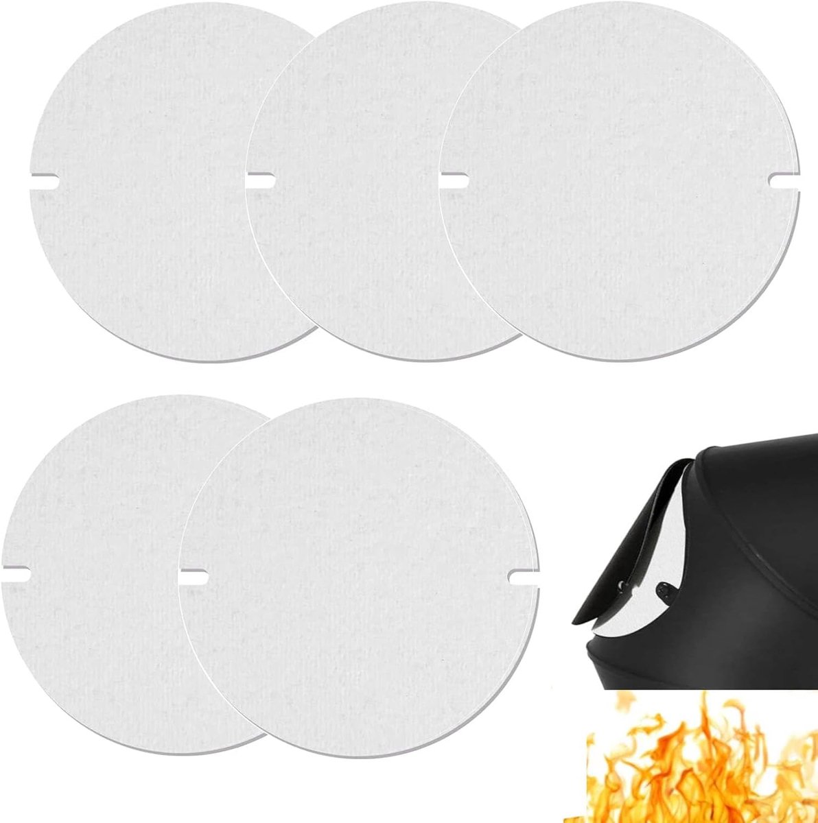 Stookpijp afdichtingen 5 stuks - keramisch vezelmat - hittebestendig tot 1200°C - ideaal voor stookpijpen Ø 120-200 mm - ShopVlot