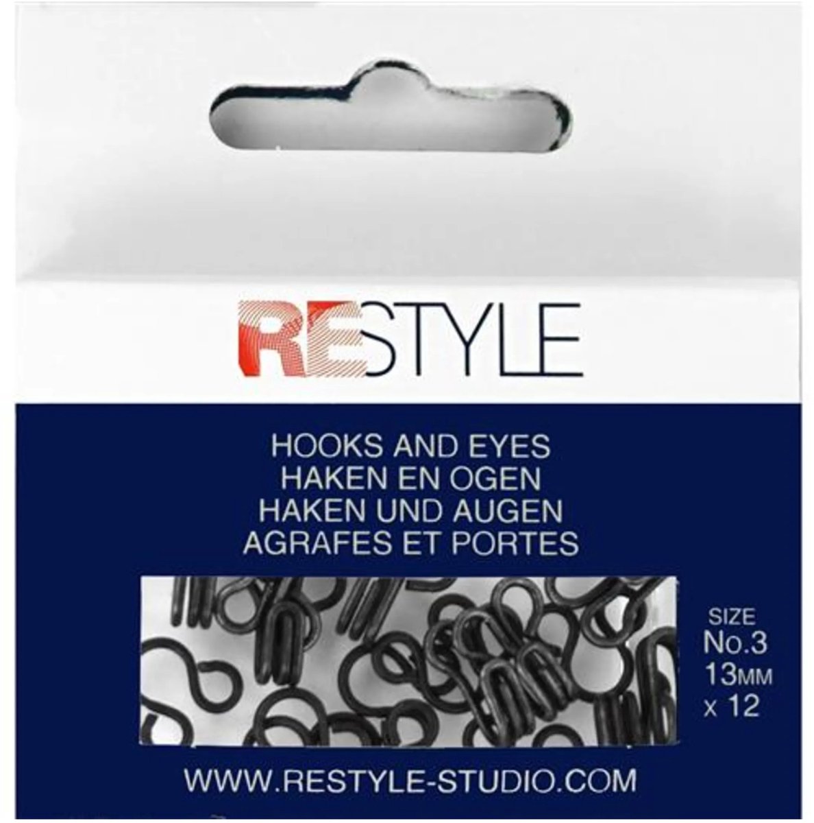 Haken en ogen nr. 3 zwart, 12 stuks