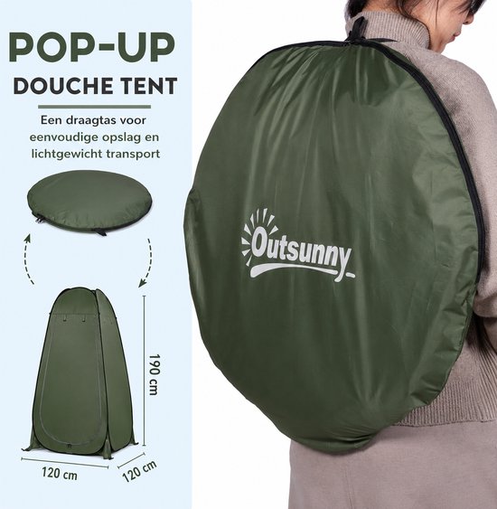 Jurrys Douchetent - Pop-up Toilettent - Mobiele douchecabine - Camping - Draagbaar - Inc draagtas - 126x124x198 cm - Groen — afbeelding 5