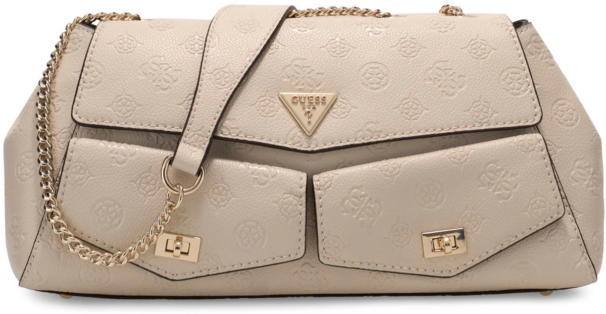 GUESS schoudertas Blake Convertible Crossbody Flap Bone Logo crème