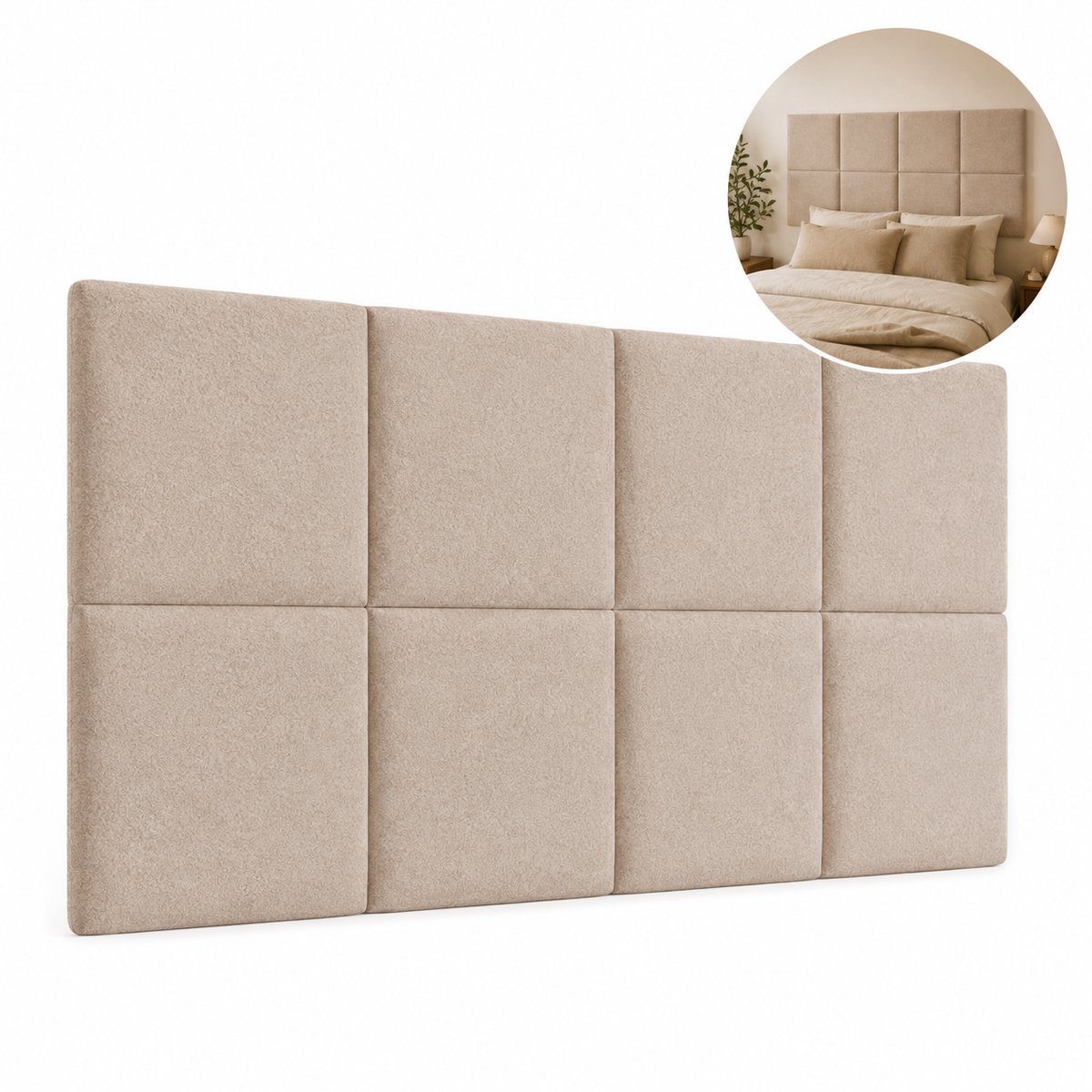 Luxe Wandkussen - Gestoffeerde Wandkussen - Hoofdbord - 6 stuks - Beige