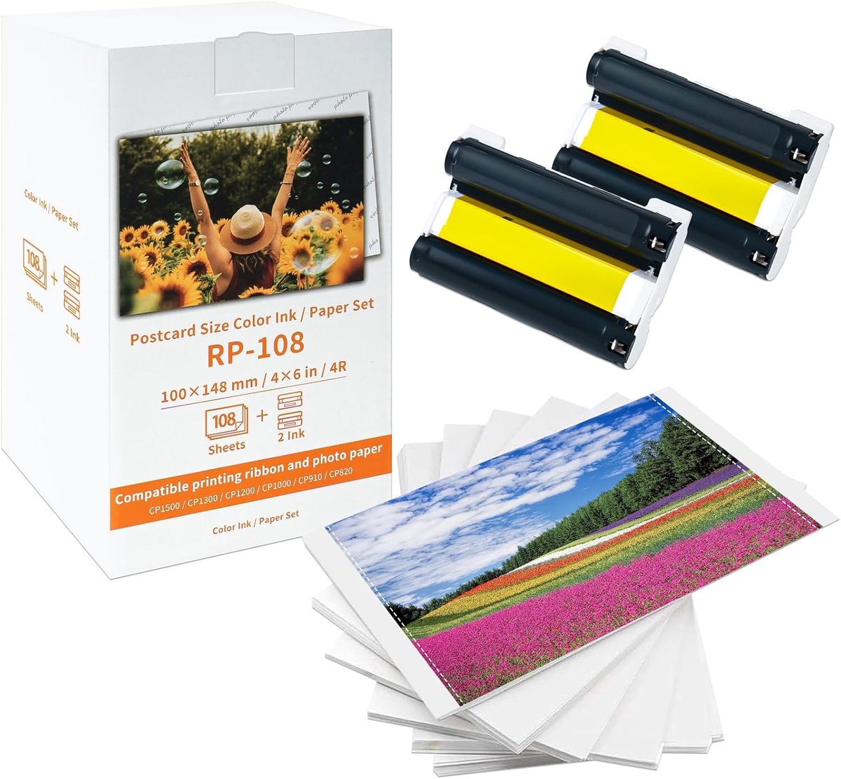 Foto papier set 10x15cm - 108 vellen + 2 kleurcartridges - Glanzend voor hoogwaardige afdrukken - ShopVlot