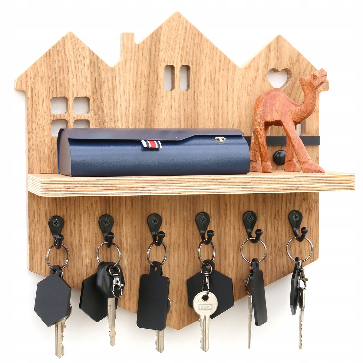 Houten Sleutelorganizer met Plank - 28x30cm - Hal Decoratie