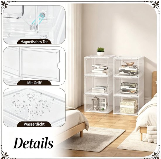 MIVRAY Opbergbox - Stapelbaar En Koppelbaar - 27 x 34 x 57 cm - ABS En PP - Transparant - Voor Schoenen En Cosmetica — afbeelding 2
