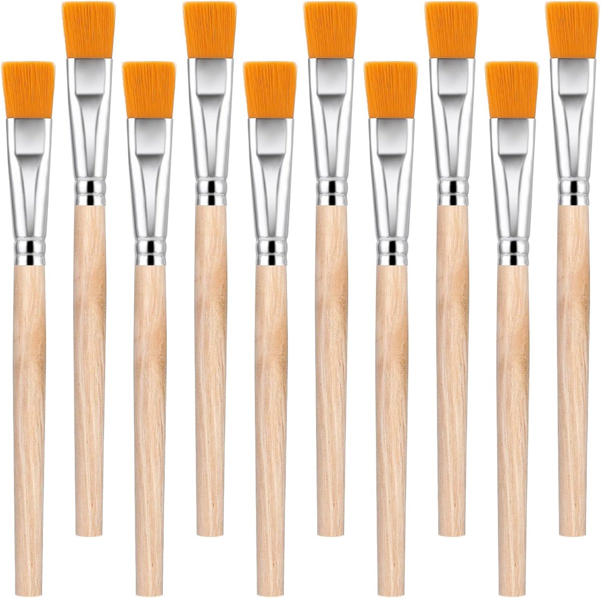 Kunstschilderkwasten set 10 stuks - mini plat 1,3 cm - houten handvatten - ideaal voor kinderen - ShopVlot
