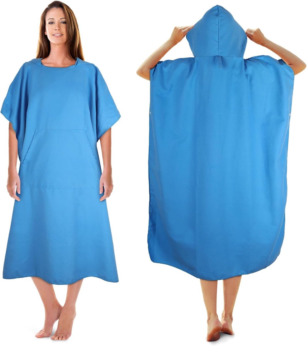 Bad Poncho voor Mannen en Vrouwen - Microvezel - Sky Blue - Ideaal voor het Aankleden na het Zwemmen - ShopVlot
