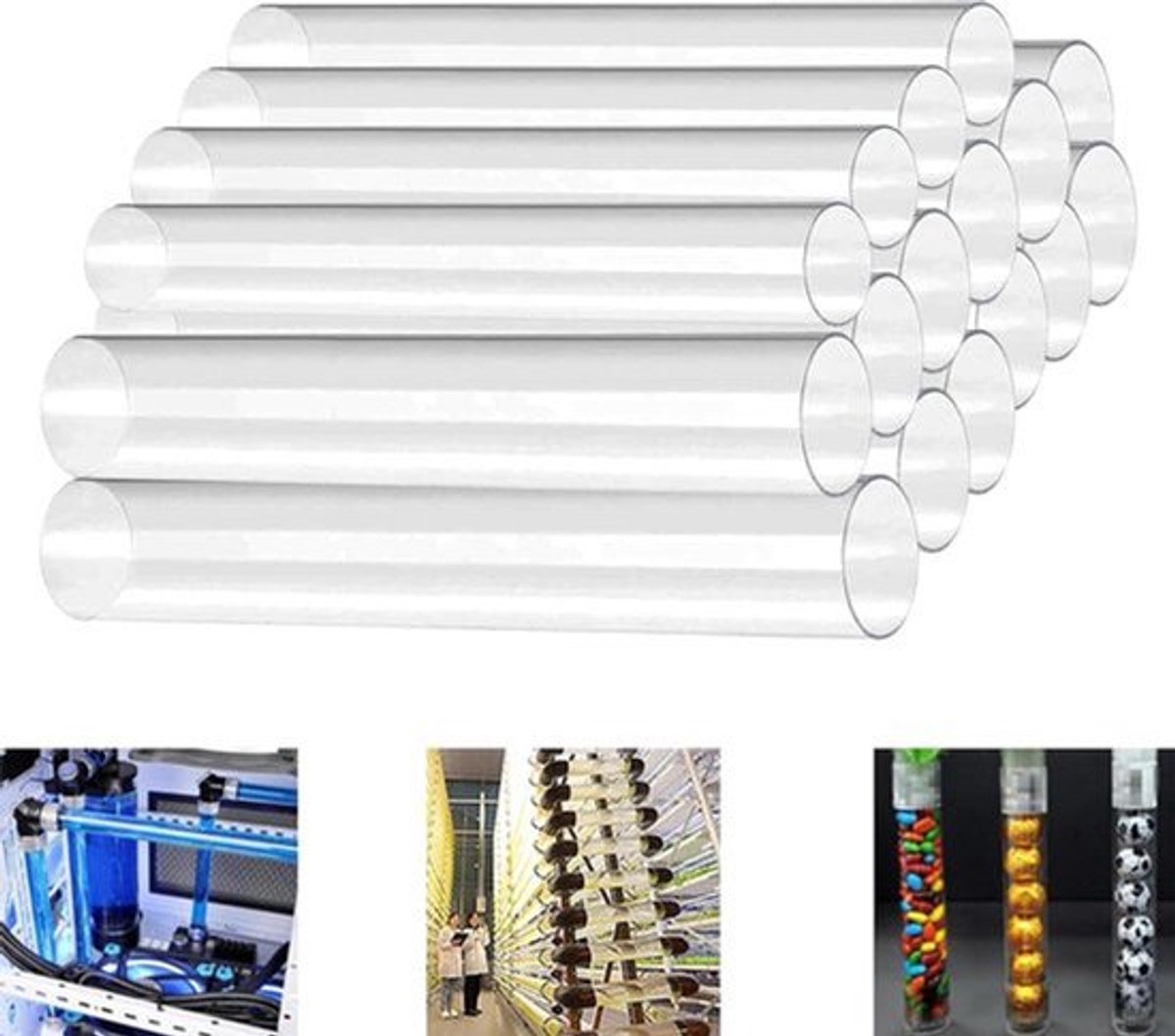 24pcs Duidelijke Acrylbuisreeks - Voor Indrukwekkende Reclameverlichting （2 Grootte）