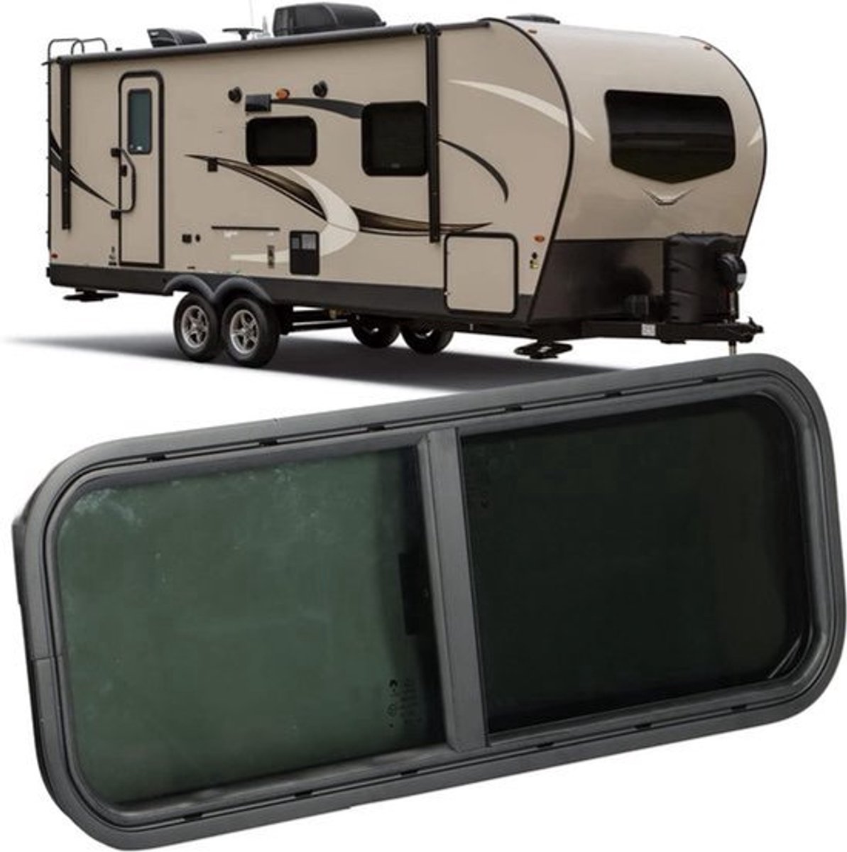 Raam voor camper - 900x300mm Horizontaal Verticaal Schuifraam met Insectenbeschermnet en Gehard Glas - Zonnescherm Windscherm Druppelstijl voor Motorhome