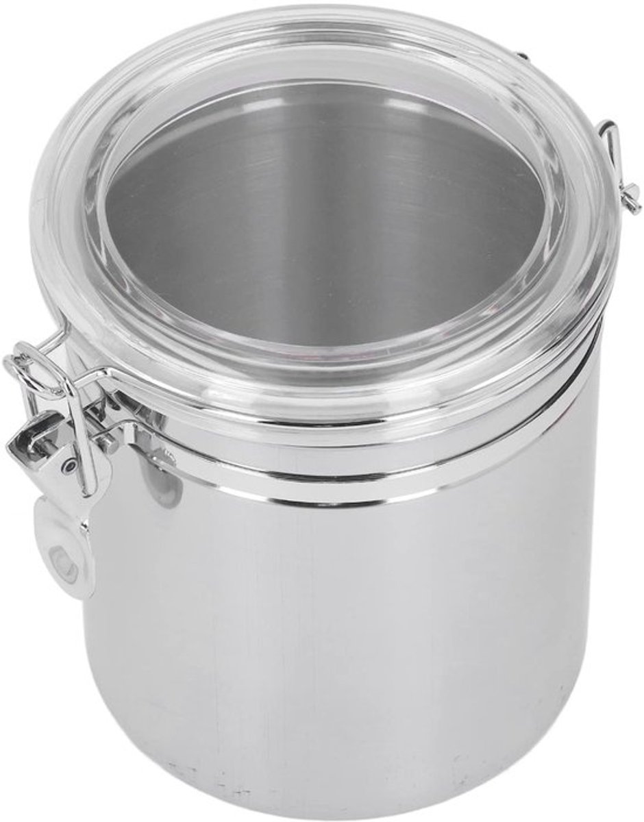 Roestvrij staal luchtdichte blik, gemakkelijk schoon te maken, glanzend, geurbestendig, roestvrijstalen voedselopslagcontainer (groot 1600ml)