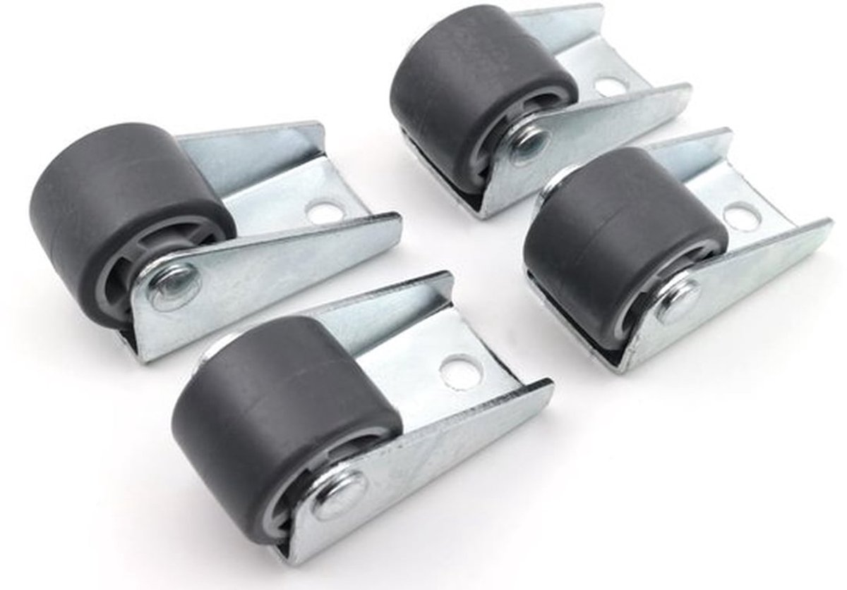 4x Boekwielen - Meubelwielen met Zacht Loopvlak - 45x25mm - Ã˜ 25 x 19mm