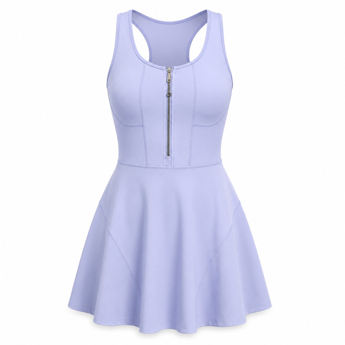 Gloovon® Sportjurk Dames met Binnenbroekje & Ritssluiting - Mouwloze Racerback - Stretch Materiaal - Periwinkelblauw- M