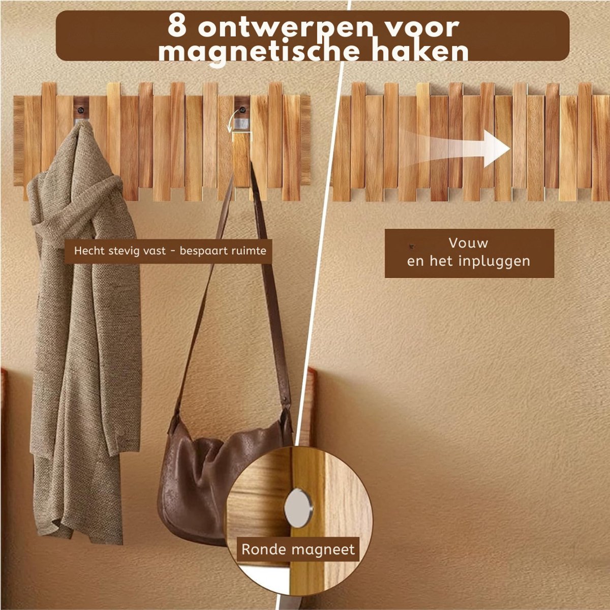 Zavio® Wandkapstok met Hoedenplank - Kapstok Hangend met Plank