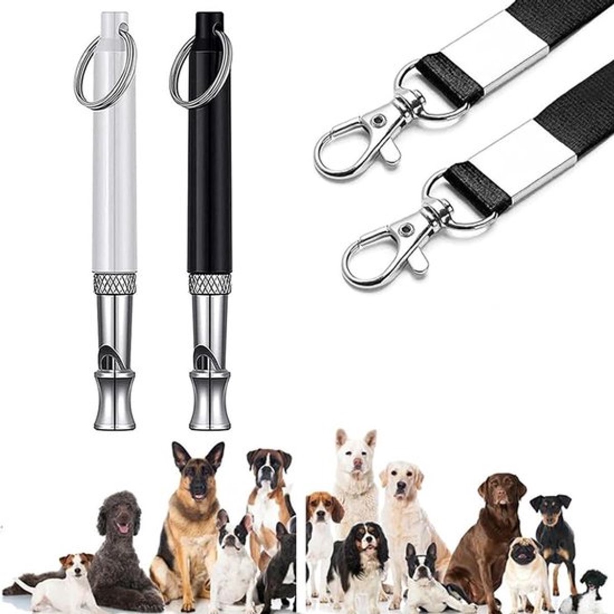 2 Stuks Dog Whistle - Professionele Ultrasone Hondenfluit met Verstelbare Frequentie en Draagband