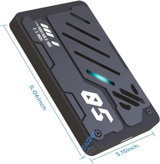Externe SSD Harde Schijf - Draagbare Opslag - Snelle Bestandsback-ups - Aluminium Legering Behuizing - 2.5 inch - Grijs — afbeelding 5