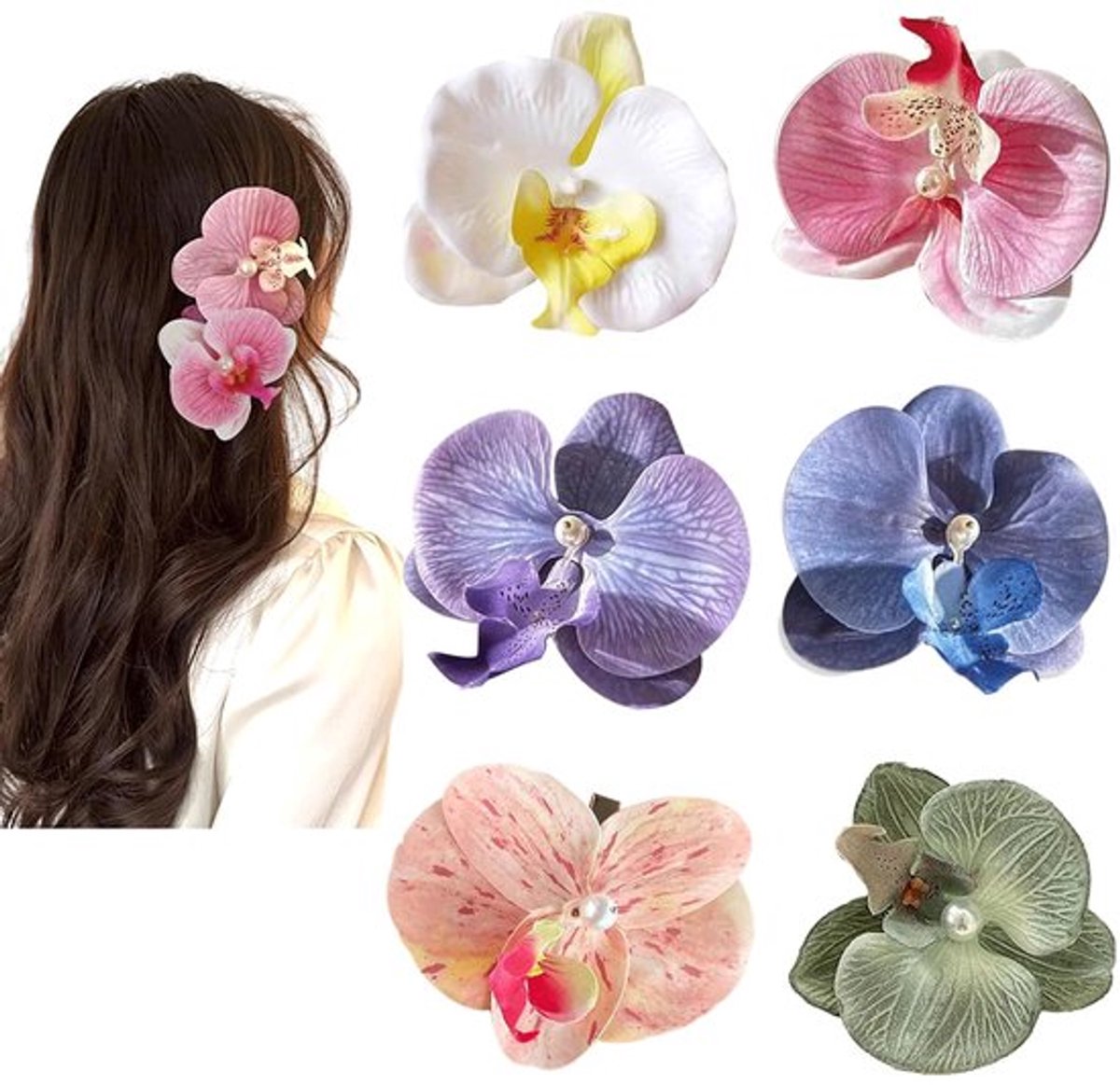 stuks bloemenhaarspelden Boheemse orchidee vlinder haar baretten voor strandfeest lente foto rekwisieten, kunstmatige Hawaiiaanse boho haarclips