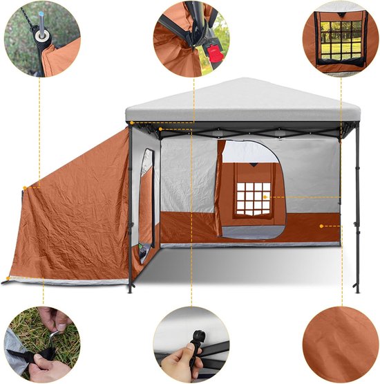 Camping Tent - Bijzettent Gazebo - Kamperen - Waterdicht Insectenwerend - 35 vierkante meter - Oranje — afbeelding 4