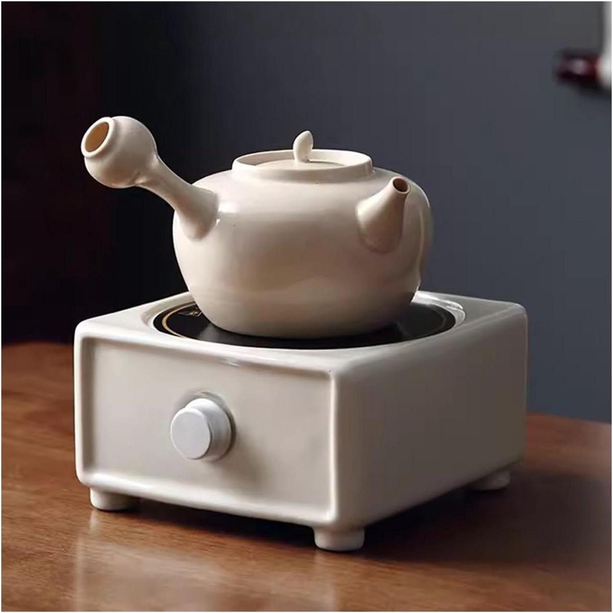 Elektrische Theepot - Theemaker Theekoker - Thee Zetten - Keramische Buitenoven - 1100 W - Wit