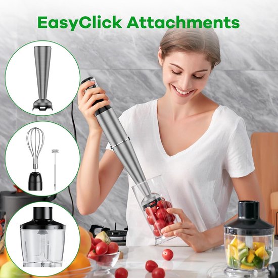 Hand Blender - Mixer Staafmixer - Smoothies Maken - 1100W Krachtige Motor - 500 ml - Zilver — afbeelding 3