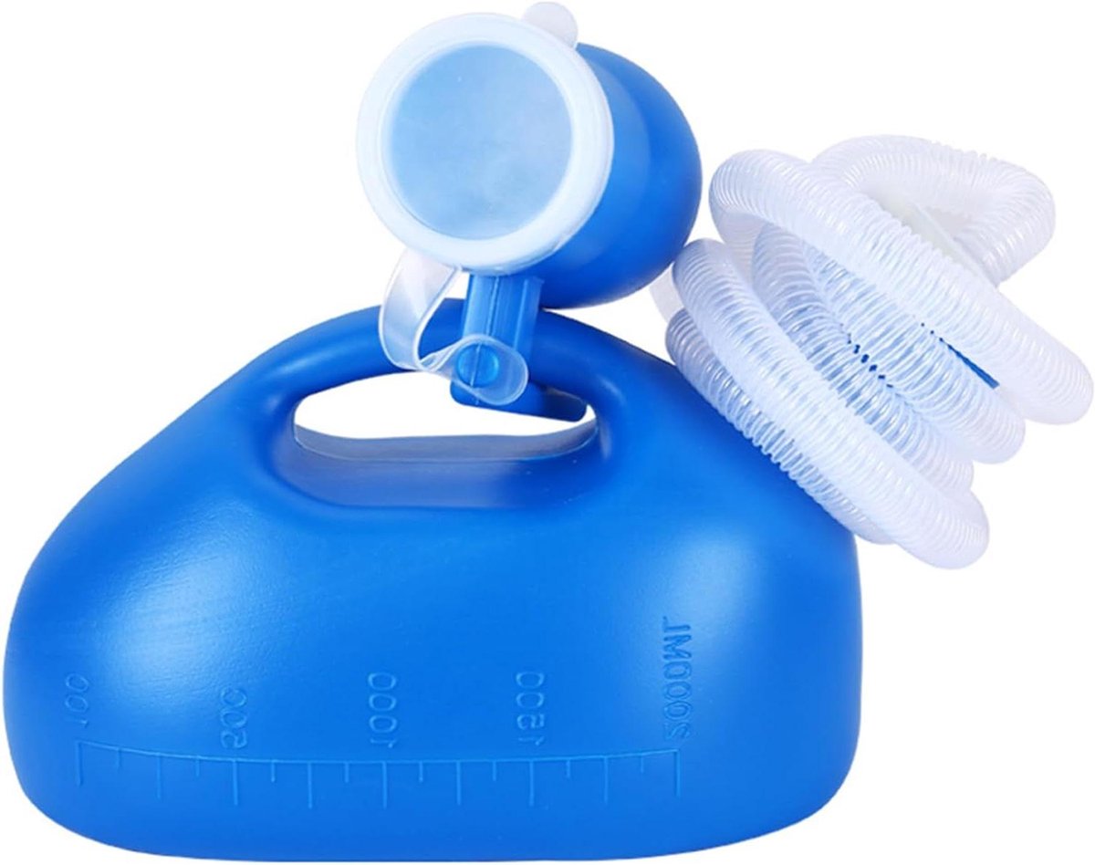 Draagbaar Urinoir Mannen - Urinefles Plasfles - Reizen en Noodgevallen - Morsbestendig Ontwerp - 2000 ml - Blauw