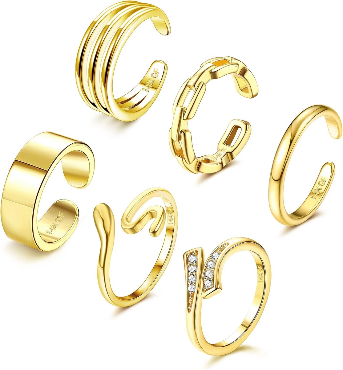 Tenenringen 6 stuks - 14k verguld - bloemen en hartjes - perfect voor strand en zomer - SnelShoppen
