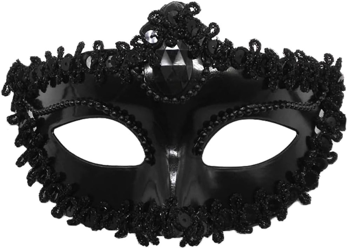 Venetiaans masker dames - zwart - mysterieus - perfect voor carnaval - SnelShoppen