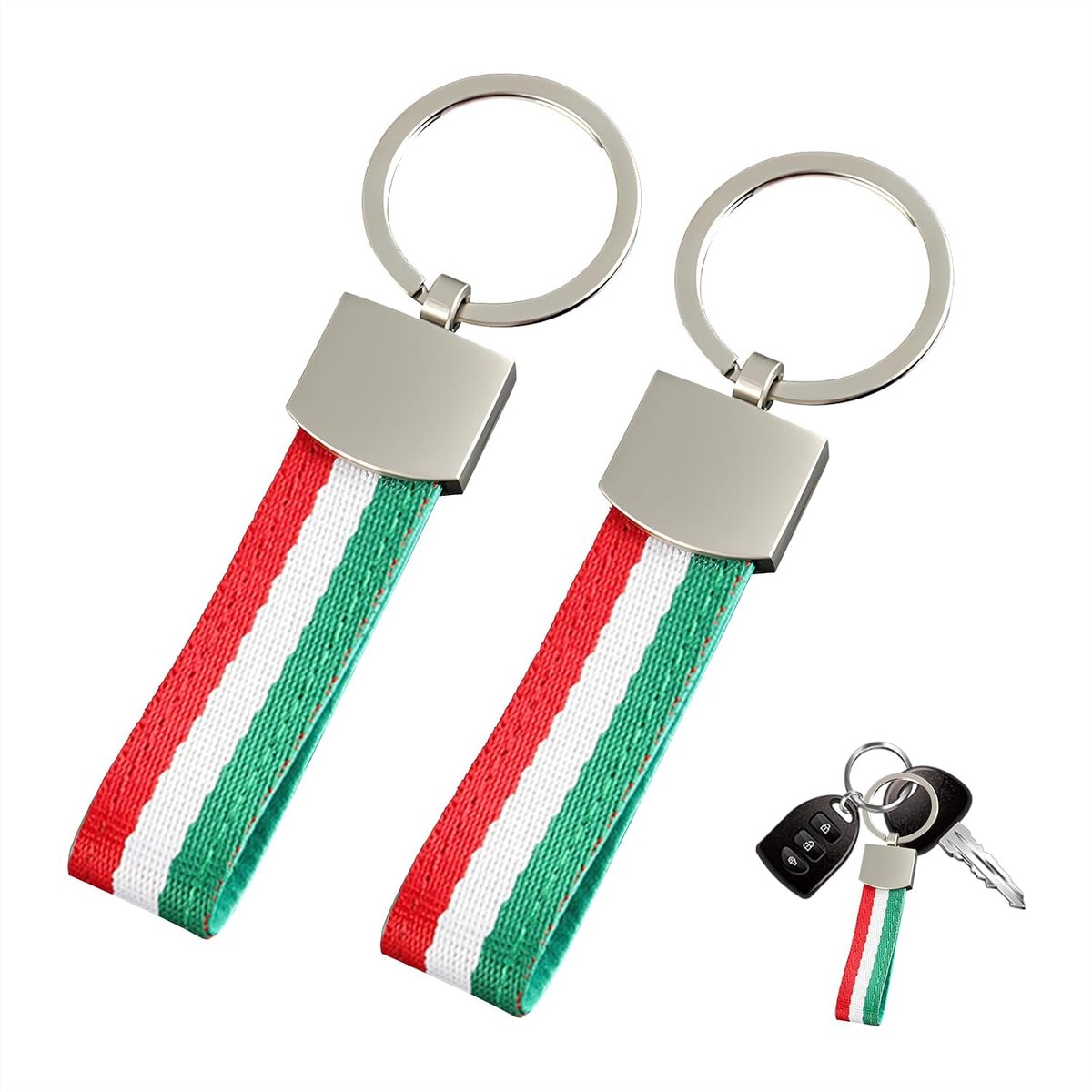 Sleutelhangers set van 2 - Italiaanse vlag - nylon en elastisch canvas - SnelShoppen