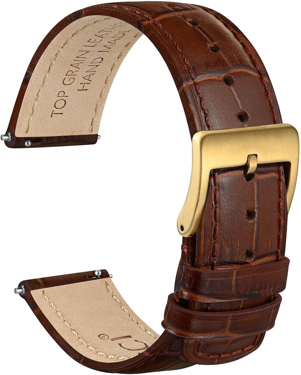 Horlogeband 18mm 20mm 22mm - Top Grain Leer - Geëmbossed Alligatorstructuur - Snelle vervangbaarheid - SnelShoppen