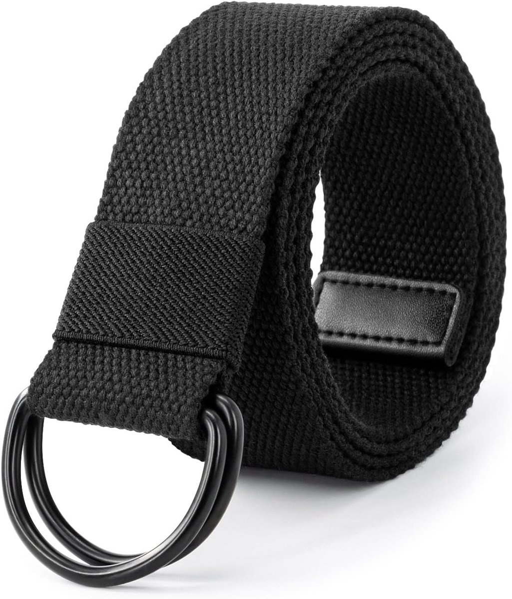 Riem voor mannen - verstelbare canvas riem - zwarte dubbele D-ring - ideaal voor vrije tijd - SnelShoppen