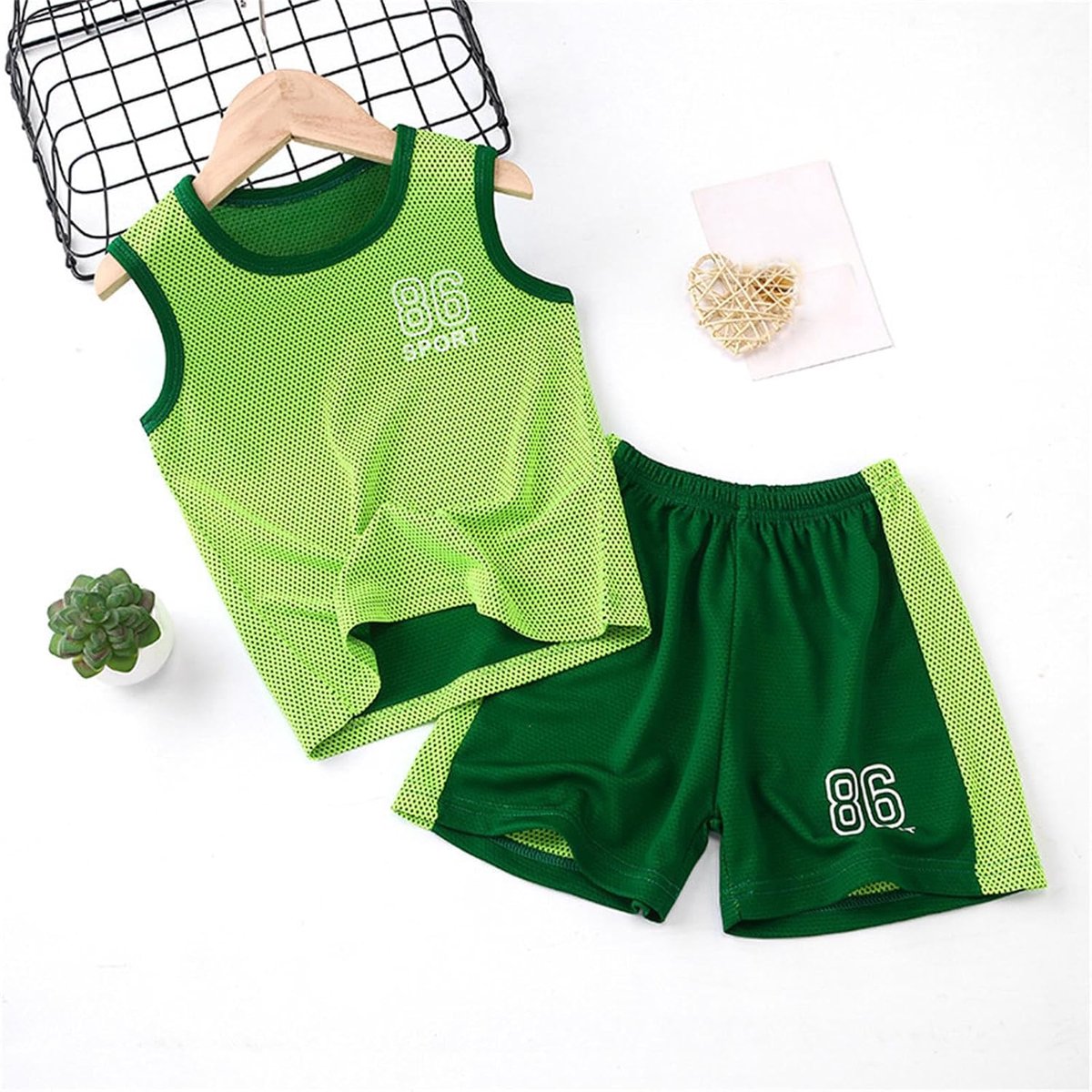 korte mouwen sportpak jongens - ademend materiaal - set van 2 - ideaal voor basketbal en voetbal - SnelShoppen