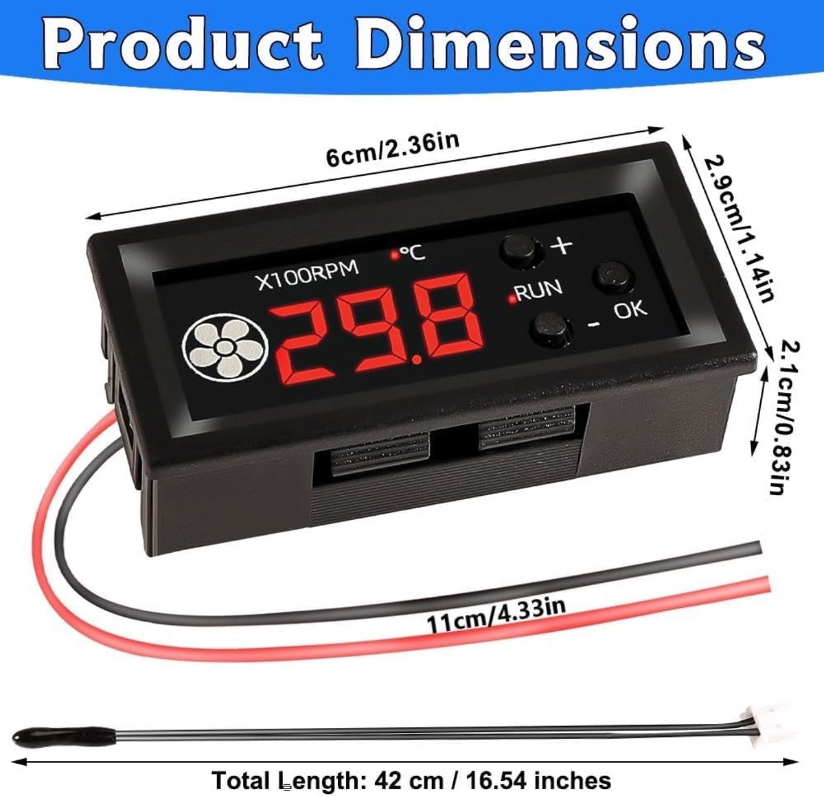 SnelShoppen - DC 12V 4 Wire Fan Speed Controller met Digitale Display Temperatuur en Snelheid, PWM Fan Control 4Pin, Temperatuursonde, 3A Ondersteunin