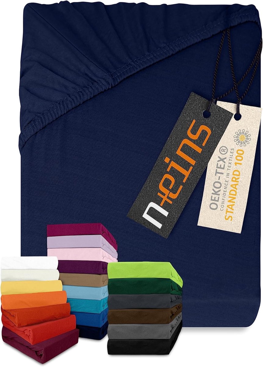 Jersey Hoeslaken 140-160 x 200 cm - 100% Katoen - Navy Blauw - Perfecte Pasvorm - SnelShoppen