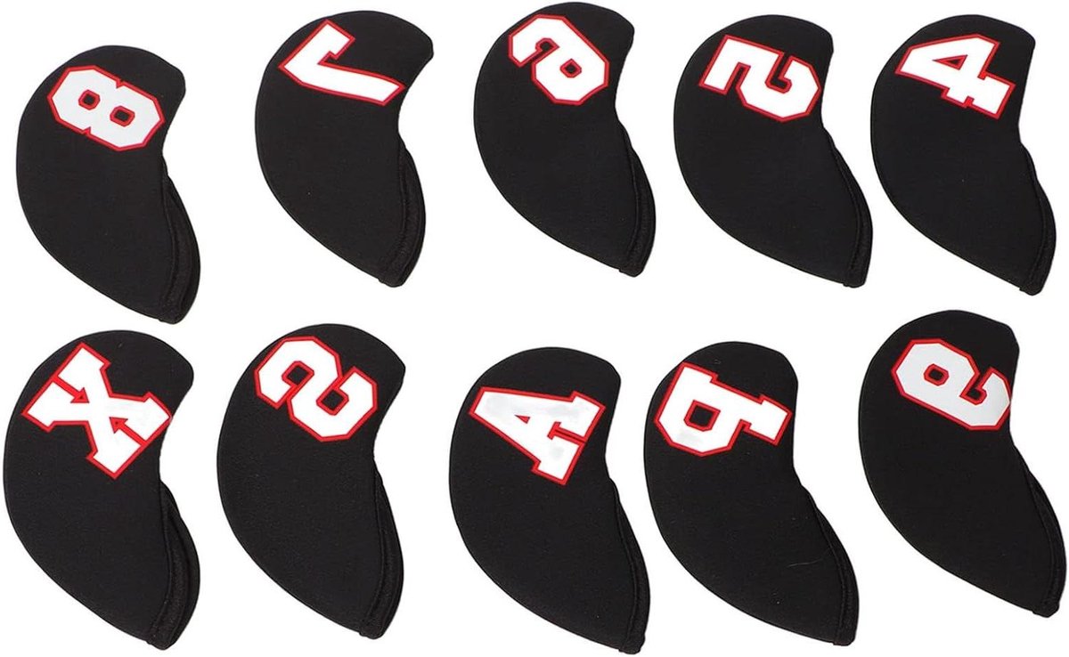 Golfijzer Hoesjes - Club Beschermers - Club Bescherming - Pull-on Sluiting - 10 Stuks - Zwart