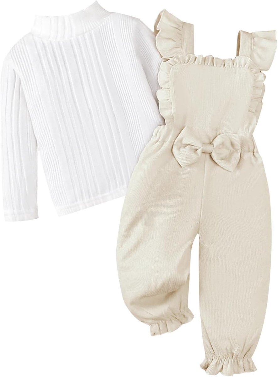 Kleding voor baby meisjes - lange mouwen, ribstof shirt - staande kraag, hartjespatroon - stijlvol en comfortabel - SnelShoppen
