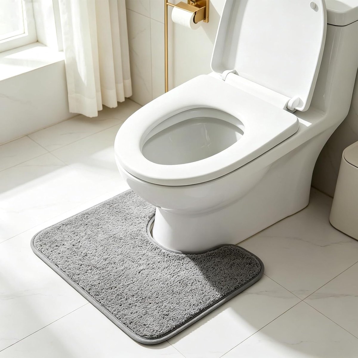 Toiletmat U-vormig 50 x 40 cm - microvezel pluche - antislip - sneldrogend - ShopVlot