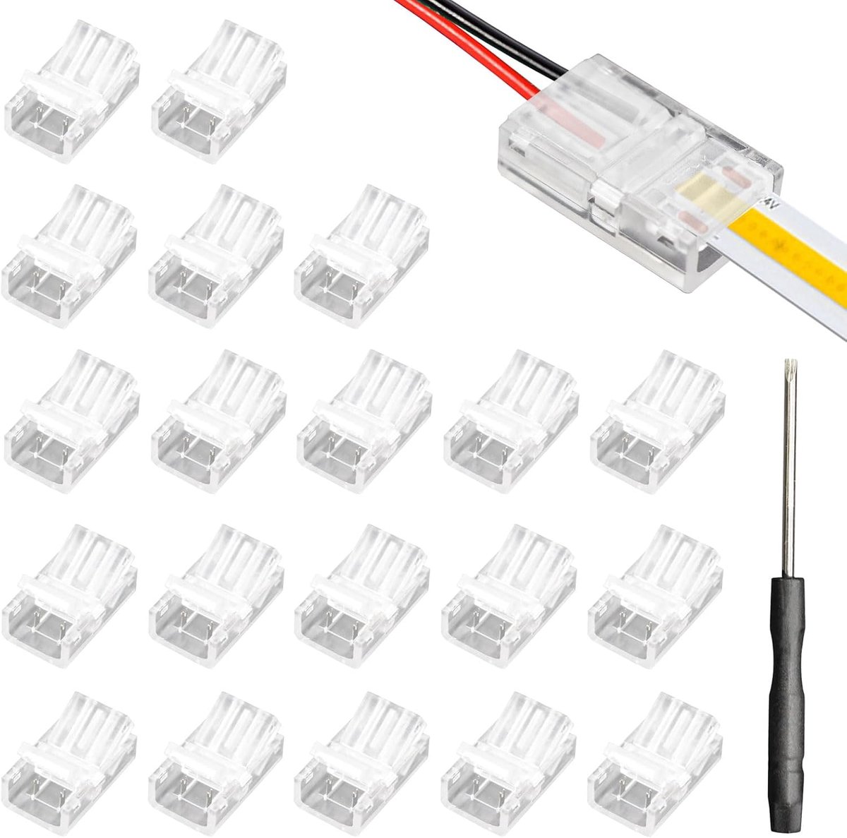 LED strip connector 10 mm - transparant - 2-polig - eenvoudig te installeren - ShopVlot