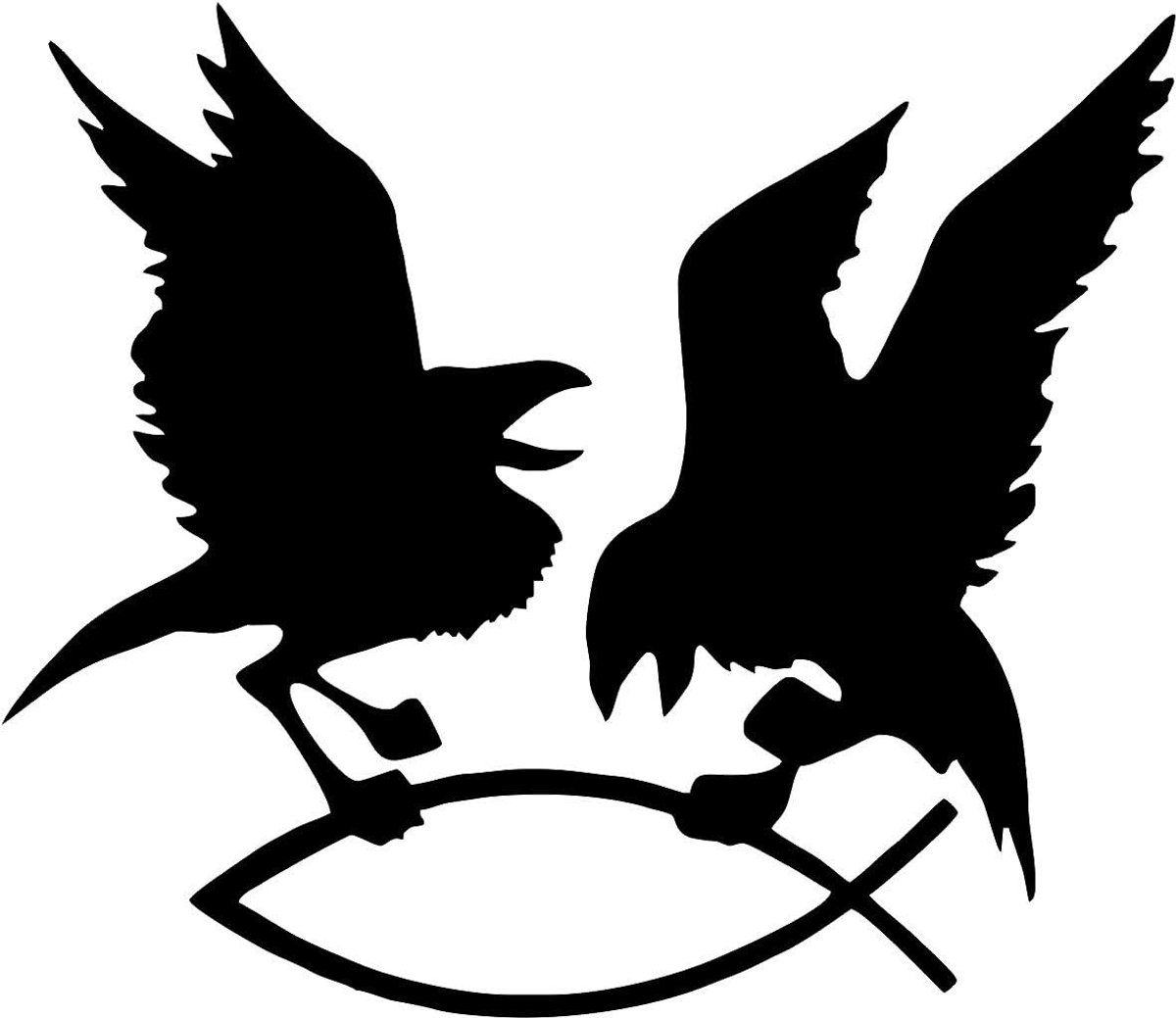 Auto sticker - raven met vis (zwart) - opvallend ontwerp - personaliseer je auto - ShopVlot