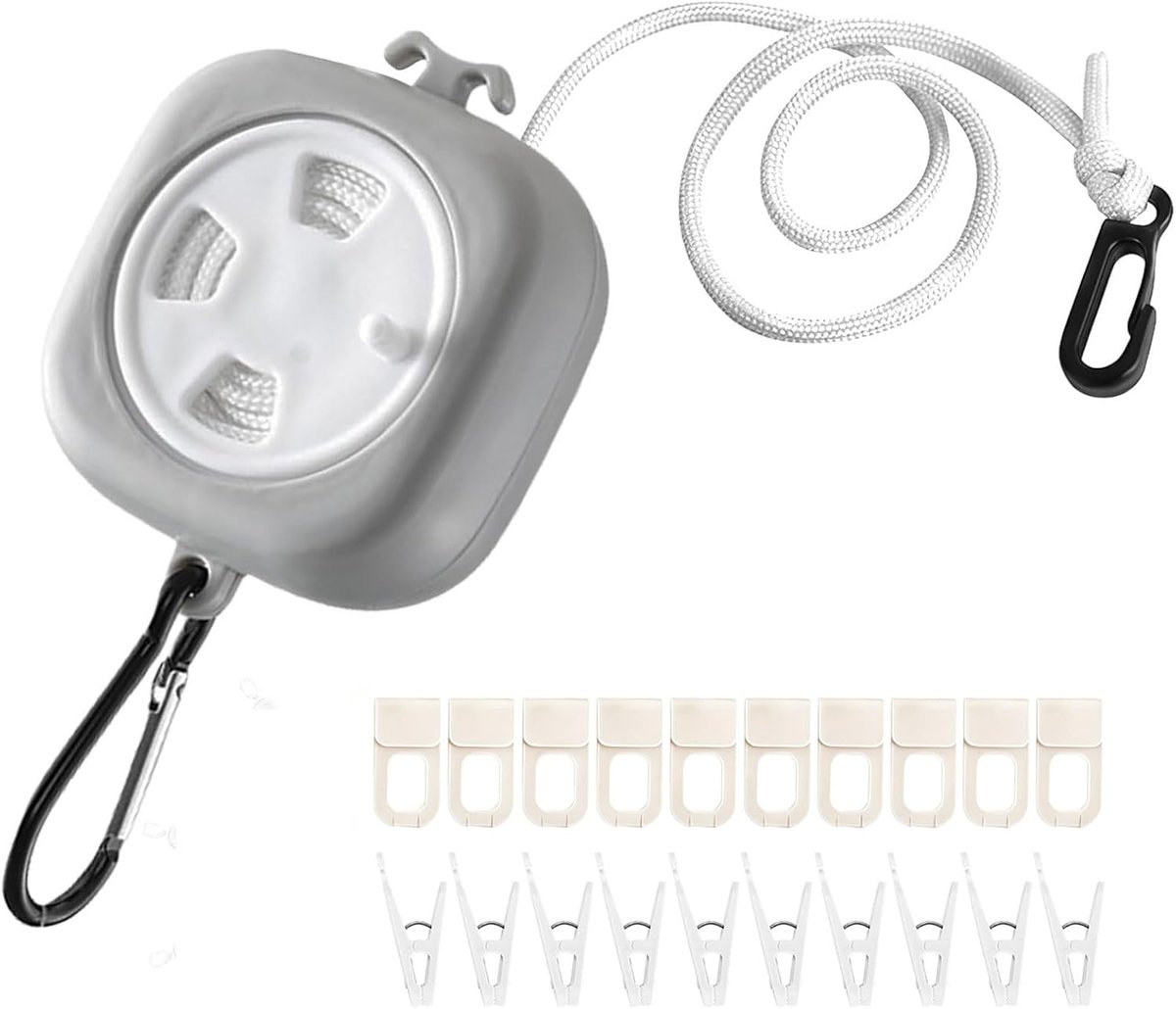 Retractable waslijn 10 m - compact en lichtgewicht - anti-tangles - ideaal voor outdoor gebruik - ShopVlot