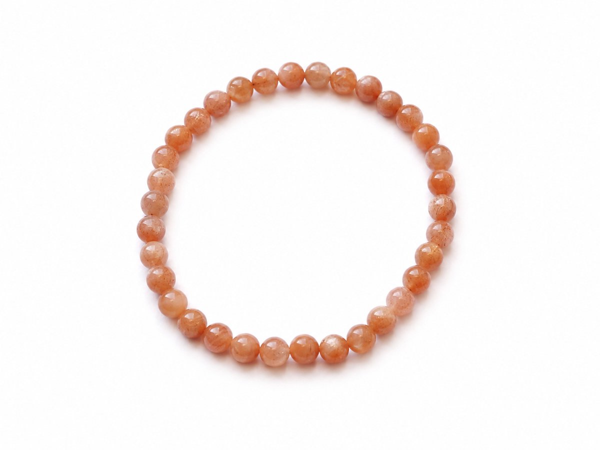 Zonnesteen Armband – 6 mm Kralen – Diameter 17 cm – Elastische Oranje Edelsteenarmband- Armband - Edelsteen armband - Oranje edelsteen armband - Zonnesteen