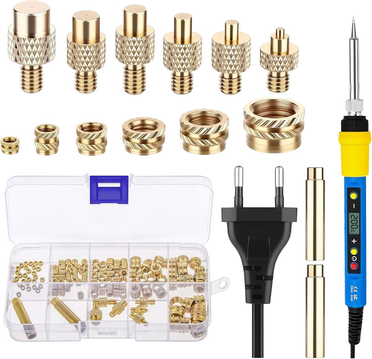 Soldering tips set 139-delig - 80W soldeerbout met LCD temperatuurregeling - schroefdraad inserts M2 t/m M8 - ShopVlot