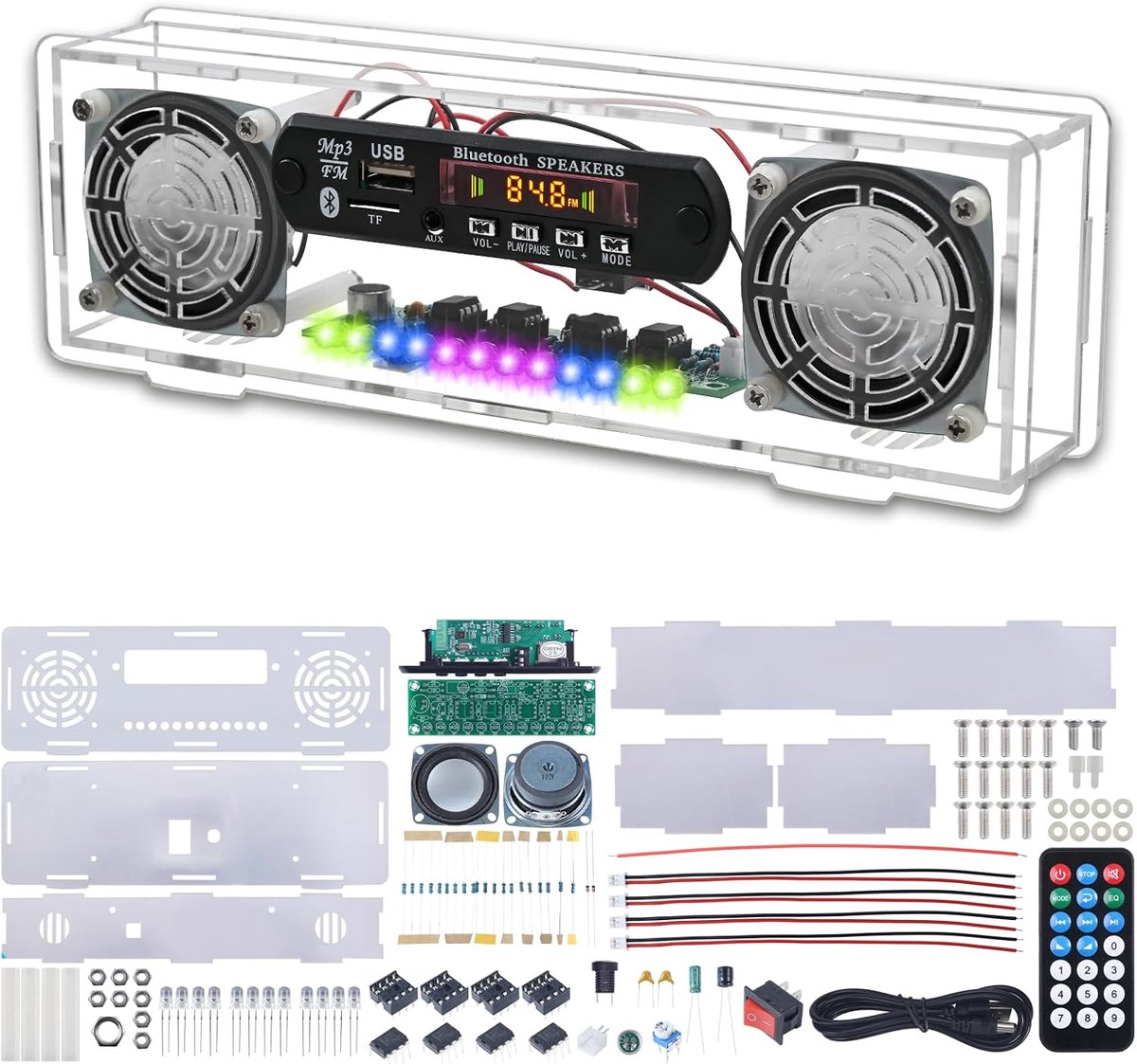 Bluetooth-luidspreker & FM-radio - soldeerset - muziekgestuurde led-verlichting - perfect voor thuisgebruik - ShopVlot