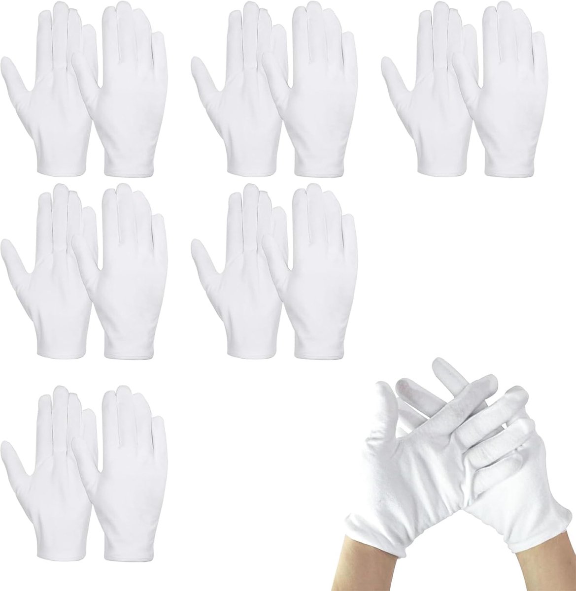6 paar hydraterende katoenen handschoenen voor kinderen (3-9 jaar) - zachte, ademende en wasbare stoffen handschoenen voor droge huid en eczeem verzorging - witte, dikke uitvoering