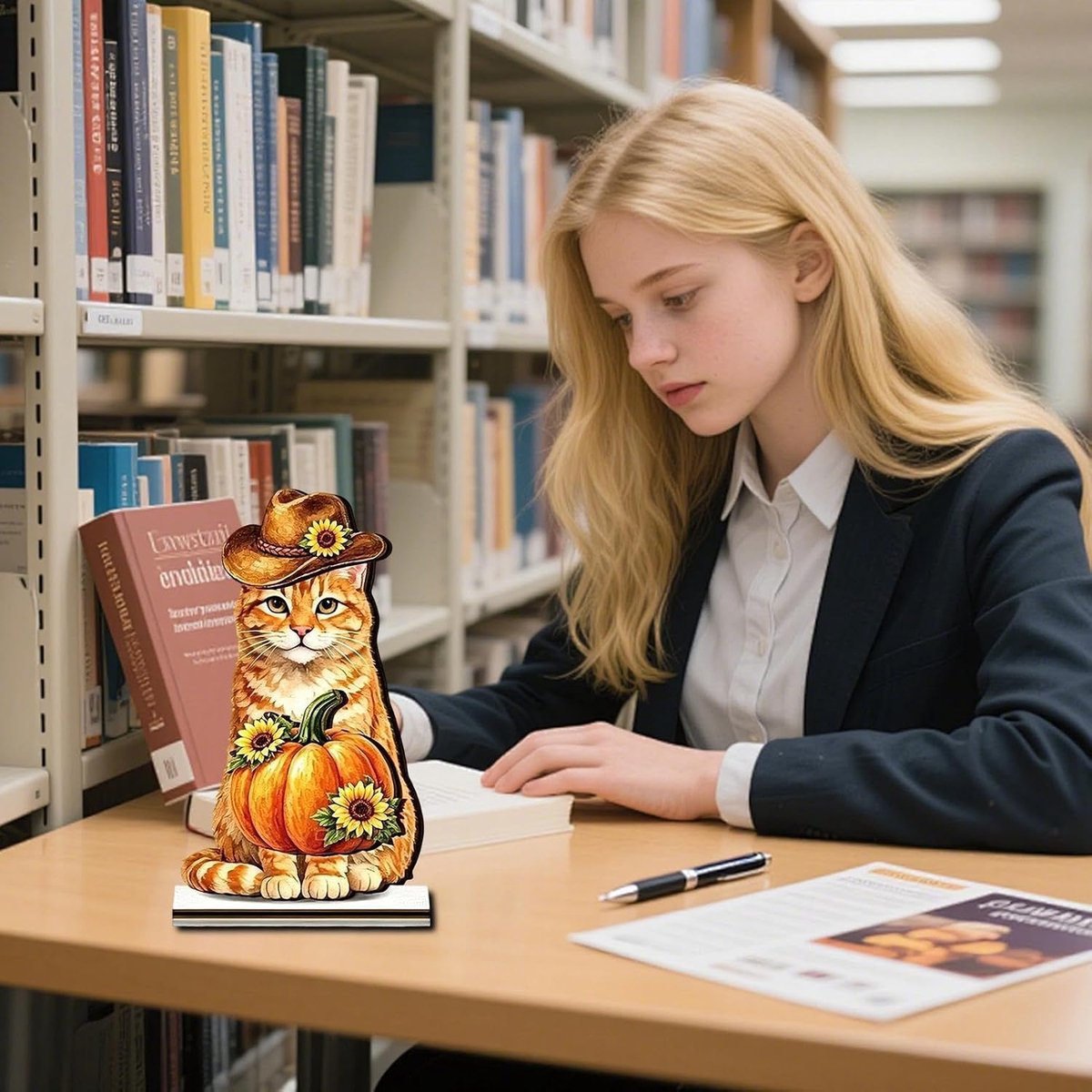 Bureaubord met dierenbasis van hout, rustieke stijl | Kattenbord van hout, decoratie, bureau voor nachtkastje, kinderen, familie, verjaardagscadeau