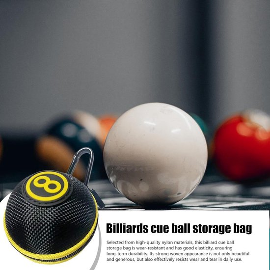 Biljart Bal Houder - Opbergtas Poolbal - Biljart Benodigdheden Opbergen - Hard Beschermend Etui - 7 x 6 cm - Zwart — afbeelding 4