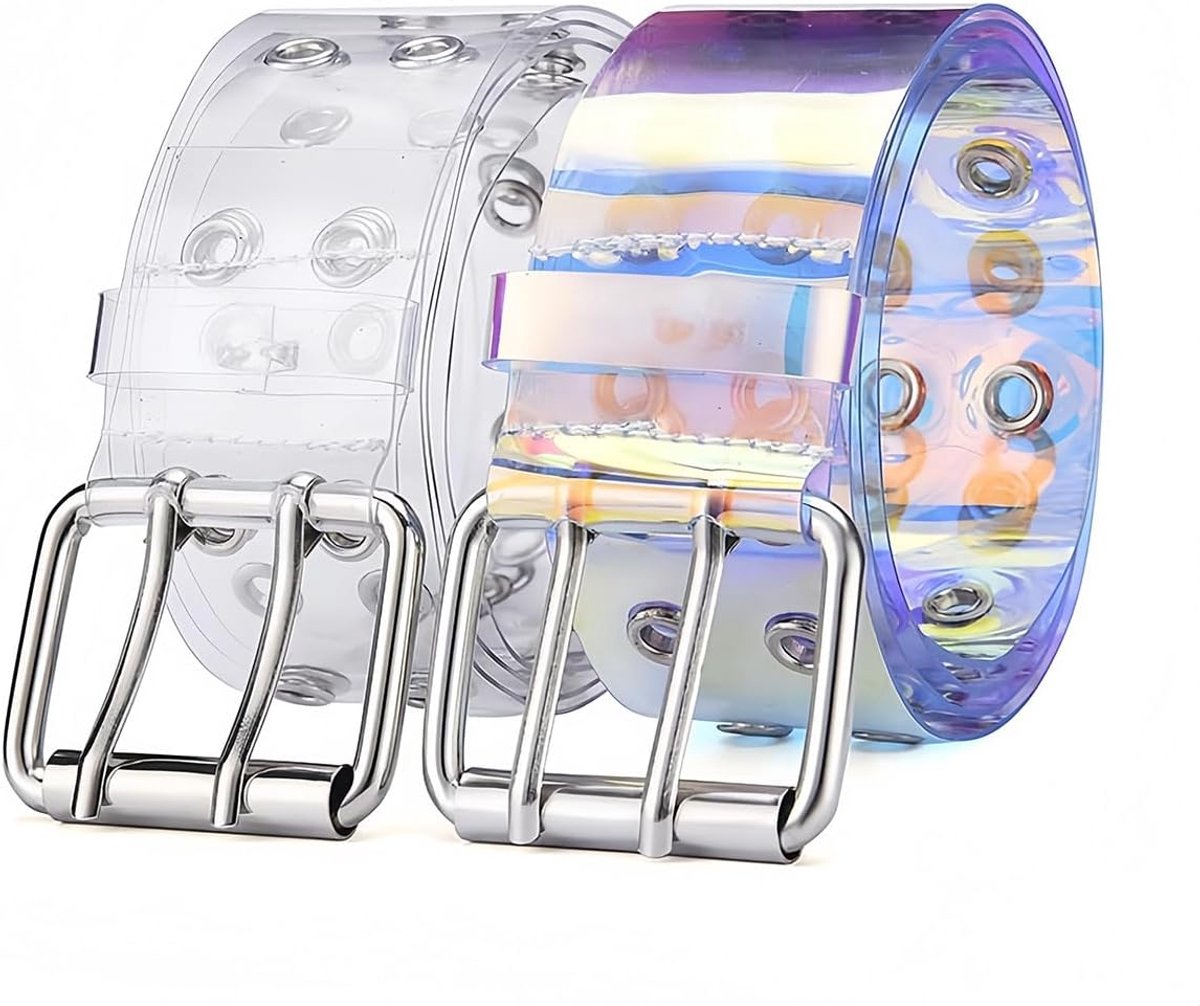 2 stuks transparante riem, damesmode dubbele oogjes riem met gaten lange ketting voor vrouwen en tieners