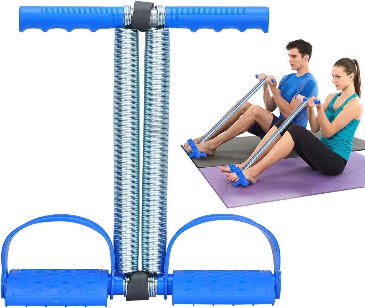 Sit Up Pull Rope Dual Spring Spanning Voetpedaal Buik Been Sporter Buik Trimmer Apparatuur Bodybuilding Expander voor Fitness Yoga Training