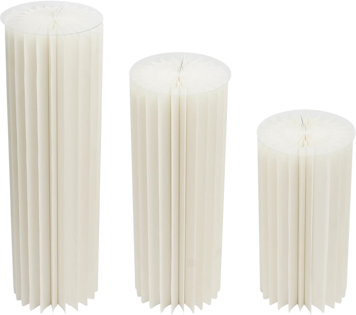 3 stuks ronde cilinder standaard sokkel display, bruiloft karton bloemenzuil vazen opvouwbaar tafelstuk, decoratie voor bruiloft babyshower verjaardagsfeest (3 stuks: 60/80/100 cm)