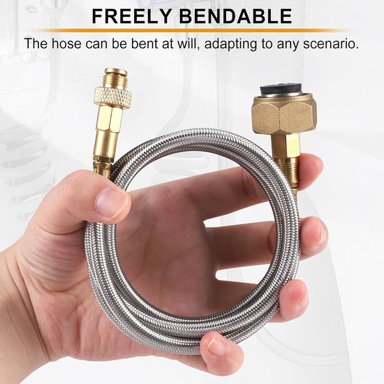 1 stuk(s) Camping gasadapter met flexibele slang 1 m, adapter voor camping gasfles, LPG-adapter voor camping oven met platte cilinder, camping kooktoestellen — afbeelding 3