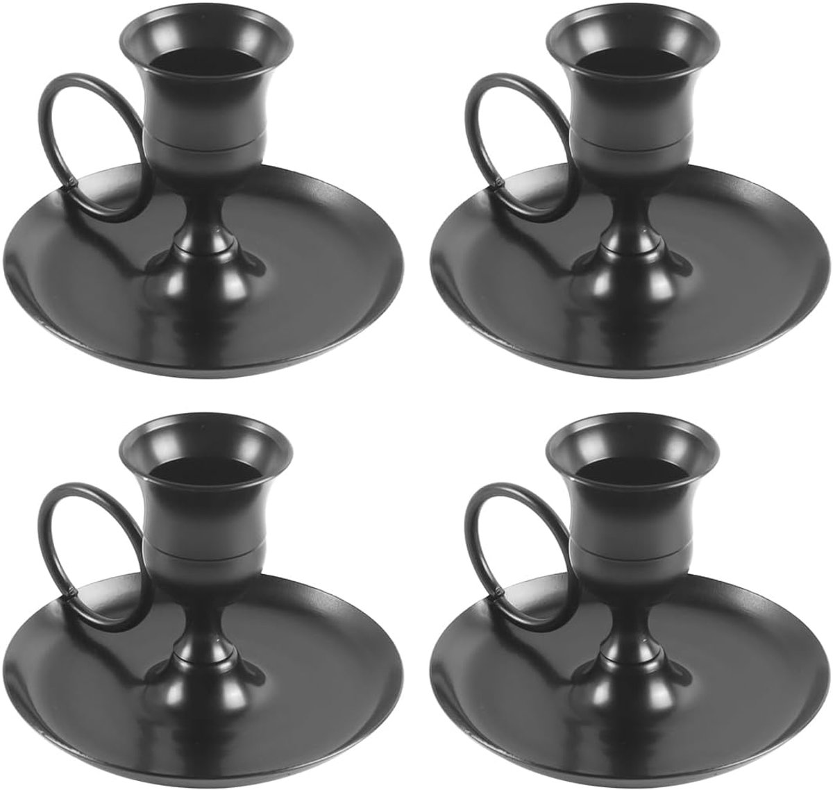 4 stuks matzwarte taper kaarsenhouder, metalen kandelaarhouders voor eettafel, bruiloft, huisdecoratie, kleine elegante kaarsenstandaard voor stokkaarsen